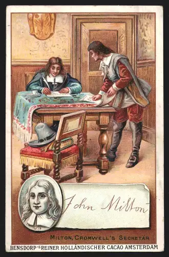 Sammelbild Amsterdam, Bensdorp`s Reiner Holländischer Cacao, Milton, Cromwell`s Sekretär