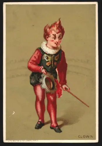 Sammelbild Chocolat Hirondelle, Clown im Kostüm