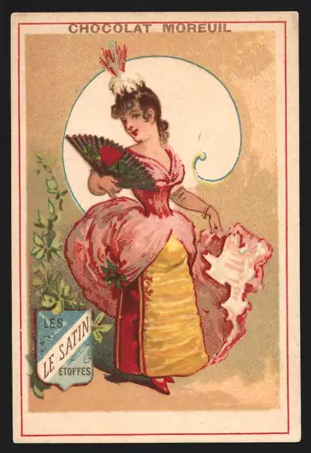 Sammelbild Paris, Chocolat Moreuil, Dame mit Fächer