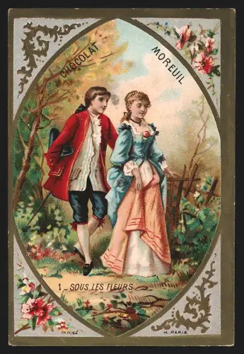 Sammelbild Paris, Chocolat Moreuil, Sous les Fleurs