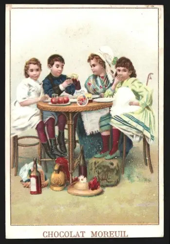 Sammelbild Paris, Chocolat Moreuil, Kinder am Esstisch