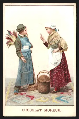 Sammelbild Paris, Chocolat Moreuil, Dame streitet mit einem Mann