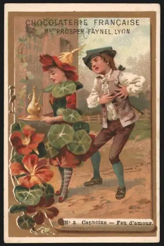 Sammelbild Lyon, Chocolaterie Francaise, Mon. Prosper Faynel, Feu d`amour