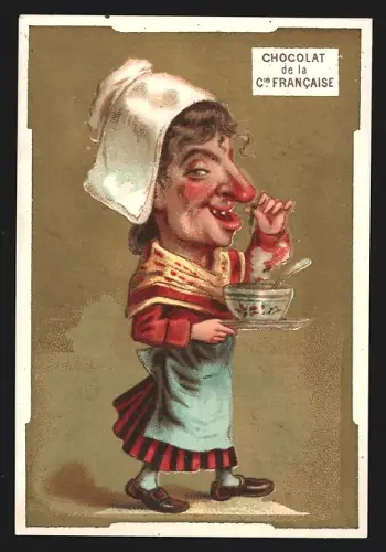 Sammelbild Paris, Chocolat de la Compagnie Francaise, 18. Boulevard de Sébastopol, Frau mit Tasse