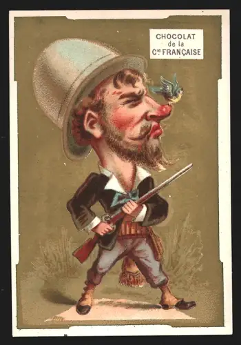 Sammelbild Paris, Chocolat de la Compagnie Francaise, 18. Boulevard de Sébastopol, Soldat mit Gewehr