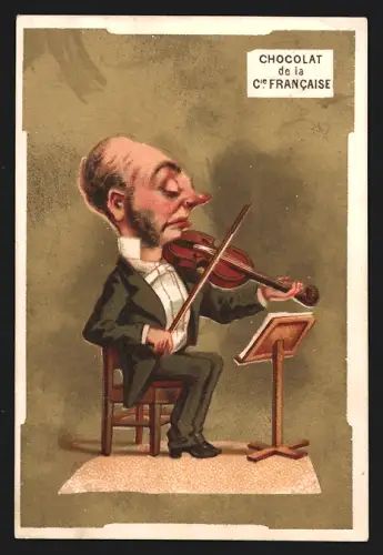 Sammelbild Paris, Chocolat de la Compagnie Francaise, Boulevard de Sebastopol 18, Geiger im Anzug