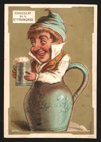 Sammelbild Paris, Chocolat de la Compagnie Francaise, Boulevard de Sebastopol 18, Mann mit Bierkrug