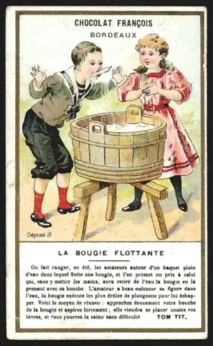 Sammelbild Bordeaux, Chocolat Francois, Kinder spielen an einem Zuber