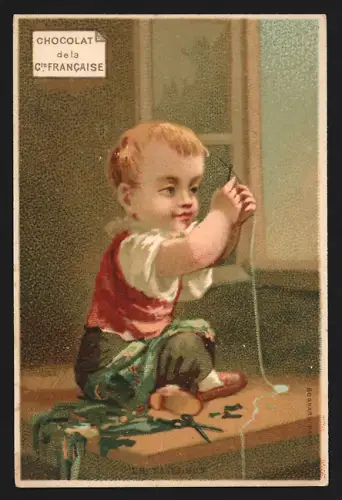 Sammelbild Paris, Chocolat de la Compagnie Francaise, Boulevard de Sebastopol 18, Kleiner Schneider bei der Arbeit