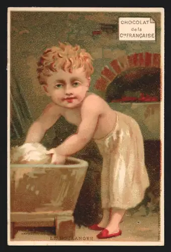 Sammelbild Paris, Chocolat de la Compagnie Francaise, Boulevard de Sebastopol 18, Kind beim Waschen