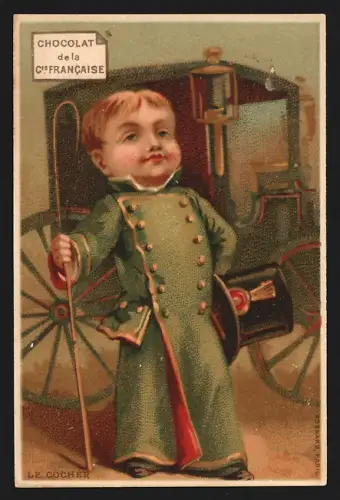 Sammelbild Paris, Chocolat de la Compagnie Francaise, Boulevard de Sebastopol 18, Kleiner Kutscher