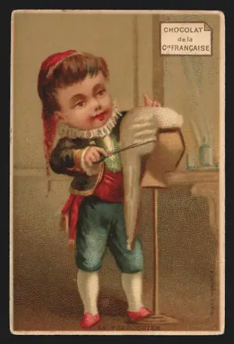 Sammelbild Paris, Chocolat de la Compagnie Francaise, Boulevard de Sebastopol 18, Kleiner Perrückenmacher