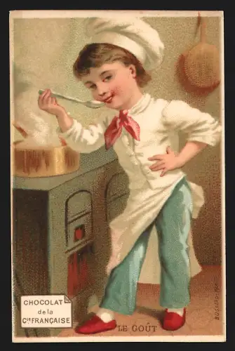 Sammelbild Paris, Chocolat de la Compagnie Francaise, Kleiner Koch in der Küche