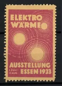 Reklamemarke Essen, Elektro Wärme Ausstellung 1933, Kreise und Wellenlinien