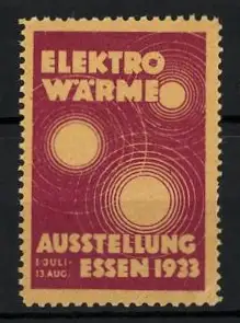 Reklamemarke Essen, Elektro-Wärme Ausstellung 1933, Kreise und Linien