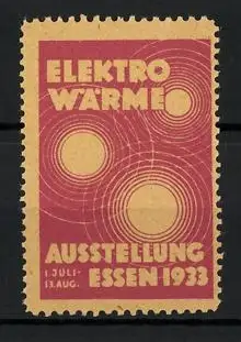 Reklamemarke Essen, Elektro Wärme Ausstellung 1933, Kreise und Punkte
