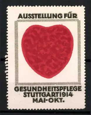 Reklamemarke Stuttgart, Ausstellung für Gesundheitspflege 1914, rotes Herz