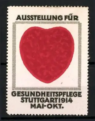 Reklamemarke Stuttgart, Ausstellung für Gesundheitspflege 1914, rotes Herz