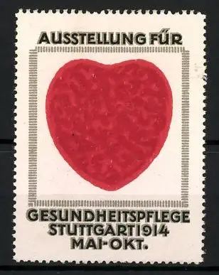 Reklamemarke Stuttgart, Ausstellung für Gesundheitspflege 1914, rotes Herz