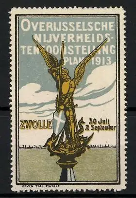 Reklamemarke Zwolle, Overijsselsche Nijverheidstentoonstelling 1913, Engelstatue