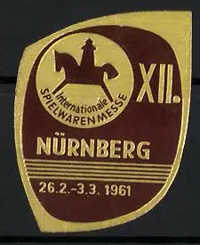 Reklamemarke Nürnberg, Internationale Spielwarenmesse 1961, Reiterfigur