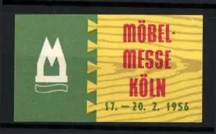 Reklamemarke Köln, Möbelmesse 1956, stilisiertes M-Symbol