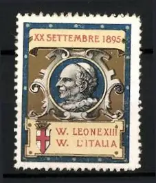 Reklamemarke Italien, Portrait von Papst Leo XIII, Wappen