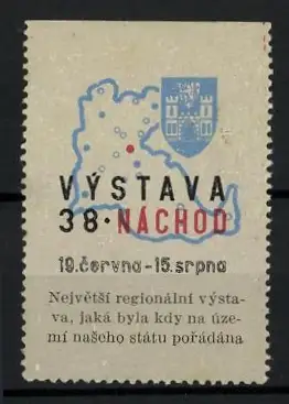 Reklamemarke Náchod, Výstava 1938, Landkarte mit Wappen