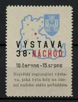 Reklamemarke Náchod, Výstava 38, Landkarte mit Wappen