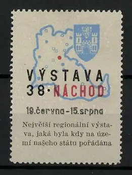 Reklamemarke Náchod, Výstava 1938, Karte mit Wappen
