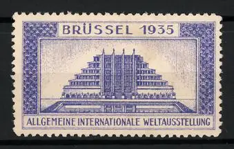 Reklamemarke Brüssel, Allgemeine Internationale Weltausstellung 1935, Gebäudeansicht