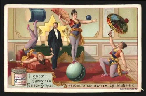 Sammelbild Liebig, Specialitäten-Theater, Equilibristen-Trio