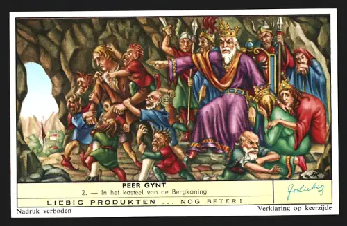 Sammelbild Liebig, Peer Gynt, In het kasteel van de Bergkoning