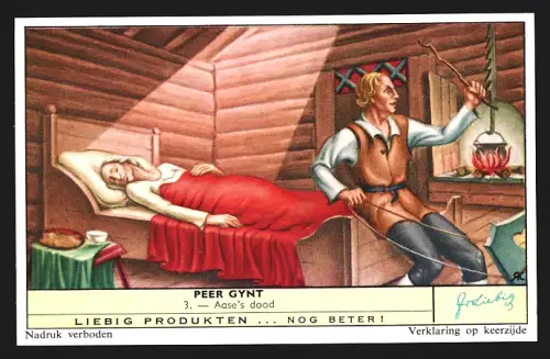 Sammelbild Liebig, Peer Gynt, Aase`s dood