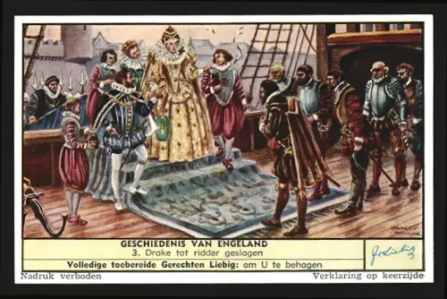 Sammelbild Liebig, Geschiedenis van Engeland, Drake tot ridder geslagen