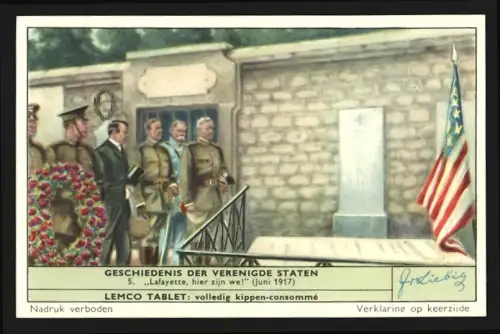 Sammelbild Liebig, Geschiedenis der Verenigde Staten, Lafayette, hier zijn we