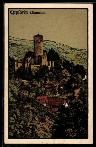 Steindruck-AK Eppstein i. Taunus, Burg Eppstein
