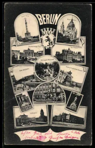 AK Berlin-Tiergarten, Siegessäule, Brandenburger Tor, Reichstagsgebäude