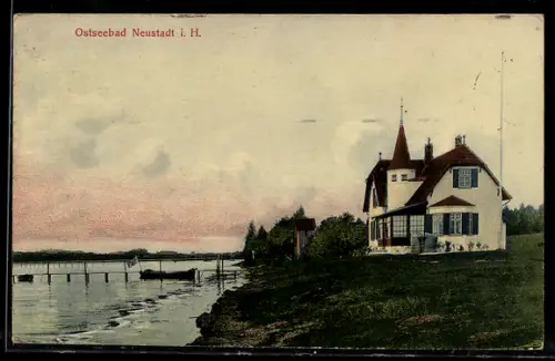 AK Neustadt i. H., Uferpartie mit Gasthaus