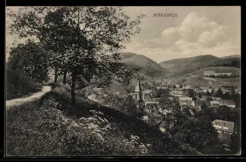 AK Markirch, Blick auf die Stadt vom Berghang aus