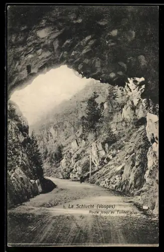 AK La Schlucht /Vosges, Route jusqu`au Tunnel