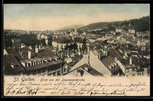 AK St. Gallen, Blick auf die Stadt von der Laurenzkirche