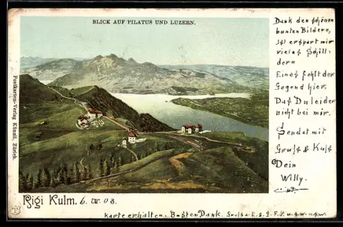 AK Rigi Kulm, Blick auf Pilatus und Luzern