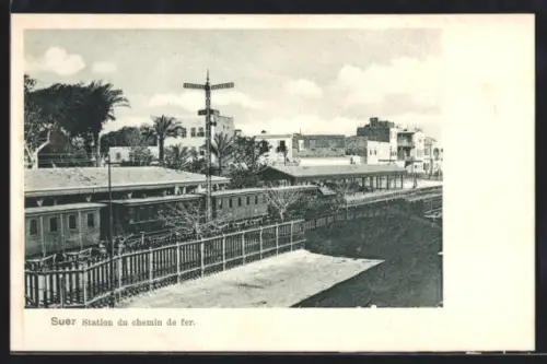 AK Suez, Station du chemin de fer, Bahnhof, Eisenbahn