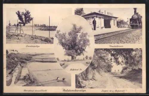 AK Balatonakarattya, Lejaro ut a Balatonahaz, Vasutallomas, Tenniszpalya, Bercsenyi strandfürdö