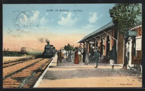 AK Camp de Mailly, La Gare, Bahnhof