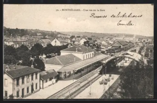AK Montbéliard, Une vue sur la Gare, Bahnhof