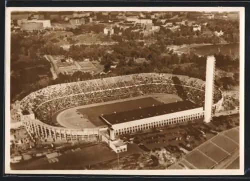 AK Helsinki, Stadion vom Flugzeug aus gesehen