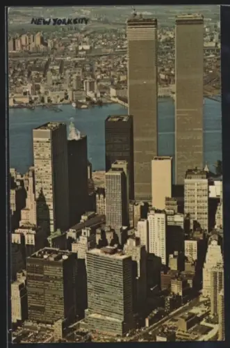 AK New York, NY, Twin Towers of the World Trade Center, Aerial View