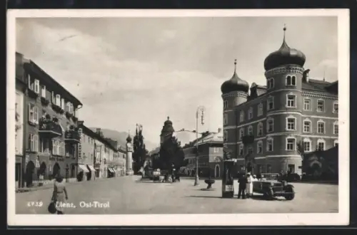 AK Lienz, Ortspartie mit Tankstelle